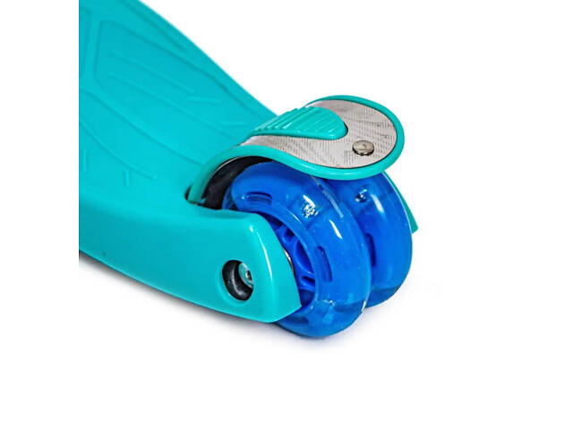 Триколісний самокат Scale Scooter Maxi до 60 кг зі світящимися колесами (Блакитний) - Фото 4