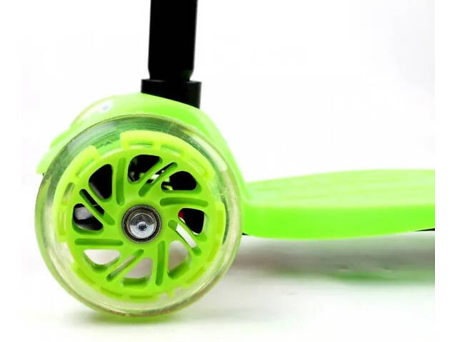 Триколісний самокат Scale Scooter Maxi до 60 кг зі світящимися колесами (Зелений) - Фото 2