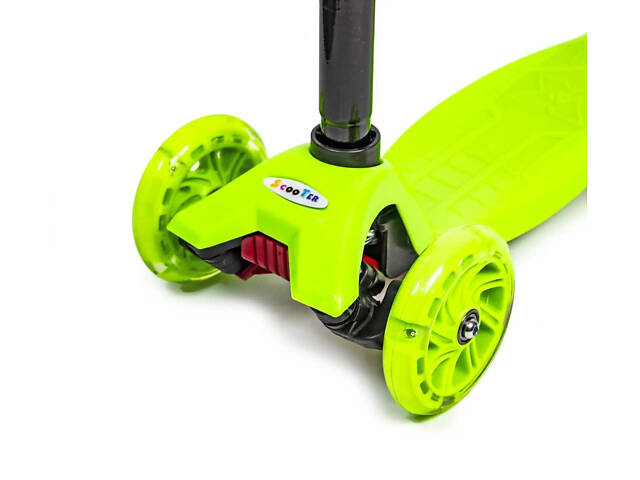 Триколісний самокат Scale Scooter Maxi до 60 кг зі світящимися колесами (Зелений) - Фото 4