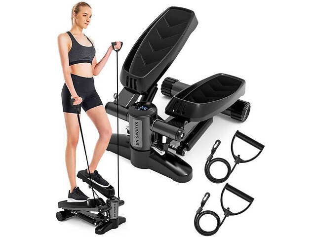 Тренажер для ніг Степпер з еспандерами. Кроковий тренажер, вантажопідйомність 150 кг - Фото 1