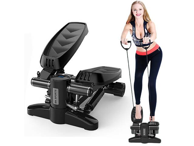 Тренажер для ніг Степпер з еспандерами. Кроковий тренажер, вантажопідйомність 150 кг - Фото 5