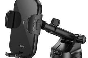 Тримач для мобільного з БЗП HOCO HW5 Journey wireless fast charging car holder(center console) Black