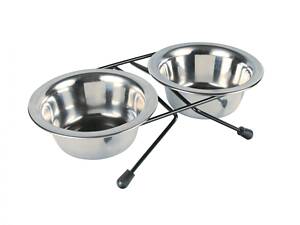 Trixie Миска для собак Trixie 2,8л металева 2 шт + підставка