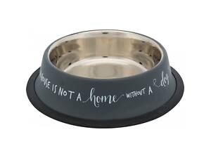 Trixie Миска Trixie для собак, на резиновой основе, серая, 900 мл, d:23 см (металлическая)