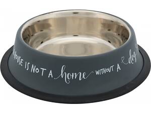 Trixie Миска Trixie для собак, на гумовій основі, сіра, 900 мл, d:23 см (металева)