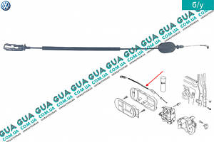Трос / кабель открытия замка передней правой / левой двери L530 мм 5M0837085B VW / ВОЛЬКС ВАГЕН GOLF V 2003- / ГОЛЬФ 5 0