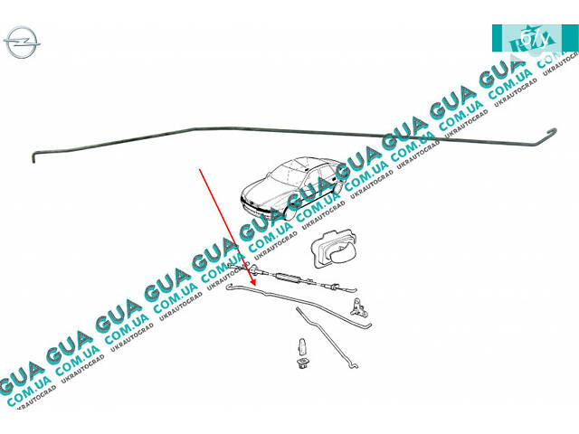 Трос / тяга заднего замка левой двери L 550 мм 90464967 Opel / ОПЕЛЬ VECTRA B 1995-2002 / ВЕКТРА Б 98-02