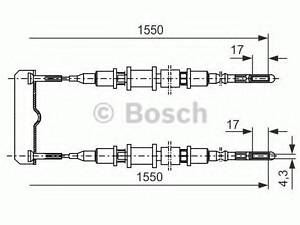 Трос, стоянкова гальмівна система BOSCH 1987477250 на OPEL OMEGA A (16_, 17_, 19_)