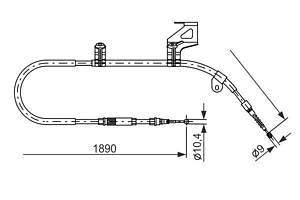 Трос гальма стоянки (правий) BOSCH 1987477804