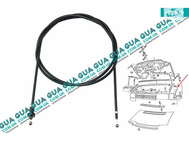 Трос открытия капота 91> L1670 мм 130201 VW / ВОЛЬКС ВАГЕН TRANSPORTER IV 1990-2003 / ТРАНСПОРТЕР 4 90-03