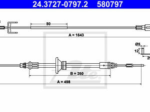 Трос ручного тормоза, NISSAN Primastar, OPEL Vivaro, RENAULT Trafic II; 1.9-2.5, 01-