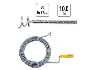 Трос сантехнічний 9мм х 10м чистки каналізації труб посилений VOREL-55545