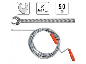 Трос сантехнический чистки канализации труб 6 мм х 5 м YATO YT-25003