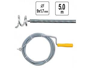 Трос сантехнічний для чищення каналізації труб посилений 9мм х 5м VOREL-55544