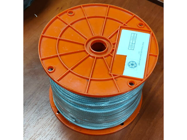 Трос сталевий оцинкований з ПВХ покриттям 6х7, D=3/4мм, 200м - Фото 2