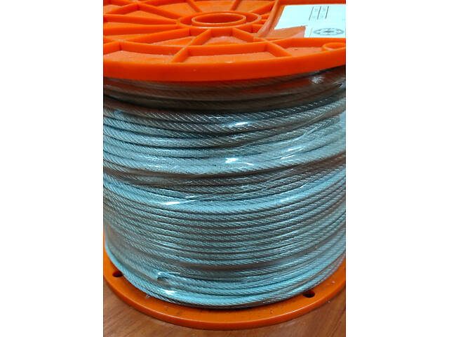 Трос сталевий оцинкований з ПВХ покриттям 6х7, D=3/4мм, 200м - Фото 3