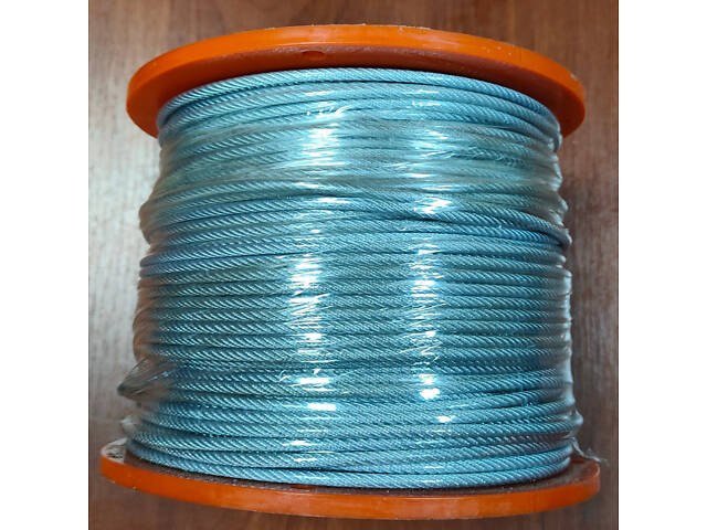 Трос сталевий оцинкований з ПВХ покриттям 6х7, D=3/4мм, 200м - Фото 6