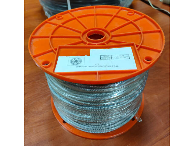Трос сталевий оцинкований з ПВХ покриттям 6х7, D=3/4мм, 200м - Фото 7