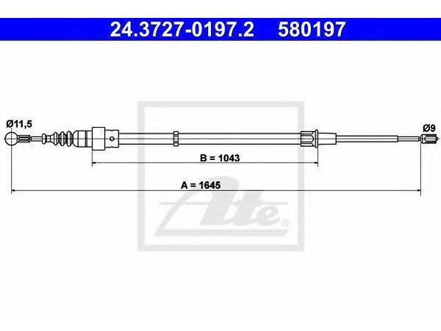 Трос стоянкової гальмівної системи ATE 24372701972 на SKODA FABIA - Фото 1