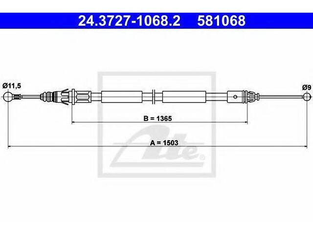 Трос стоянкової гальмівної системи ATE 24372710682 на RENAULT TRAFIC II автобус (JL) - Фото 1