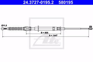 Трос стояночного тормоза, AUDI A3; SEAT Altea, Leon; SKODA Octavia II; VW Eos, Golf V/VI; 03-12