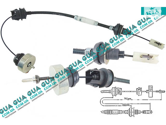 Трос зчеплення ( регульований ) ( 762/332 mm ) 118008 Citroen/СІТРОЕН JUMPY 1995-2004/ДЖАМПІ 1, Citroen/СІТРОЕН
