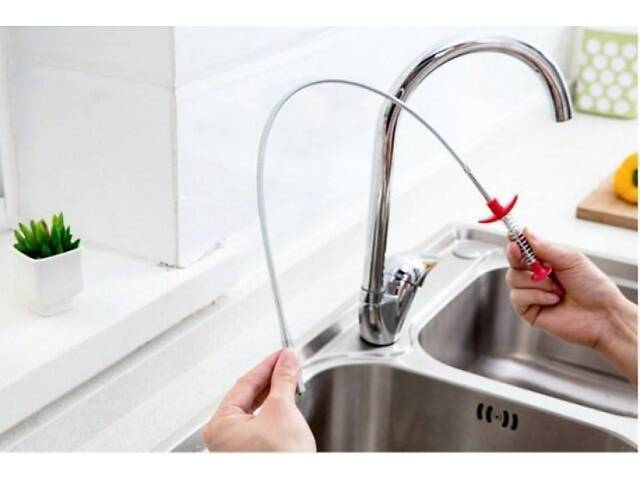 Тросик для чищення раковини з щипцями, Трос кіготь щуп для чищення труб раковини каналізації з щипцями 60см - Фото 1