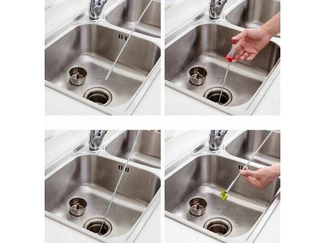 Тросик для чищення раковини з щипцями, Трос кіготь щуп для чищення труб раковини каналізації з щипцями 60см - Фото 2