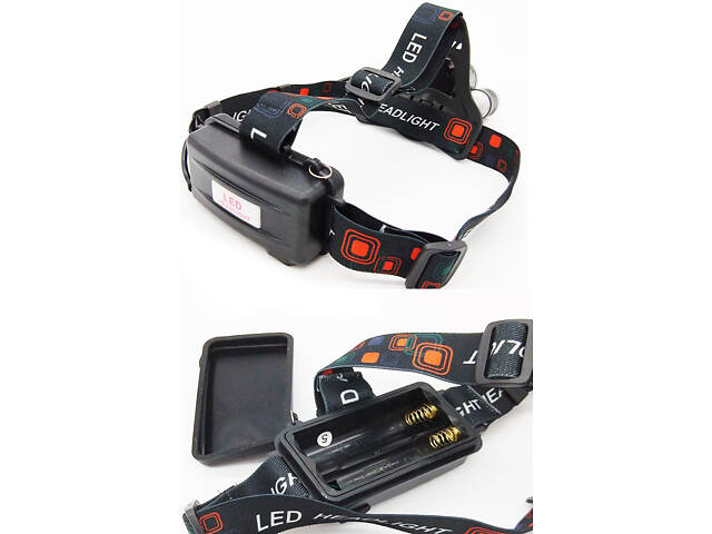 Потрійний налобний ліхтар LED Headlight на акумуляторі - потужна велофара з регулюванням кута світла - Фото 4