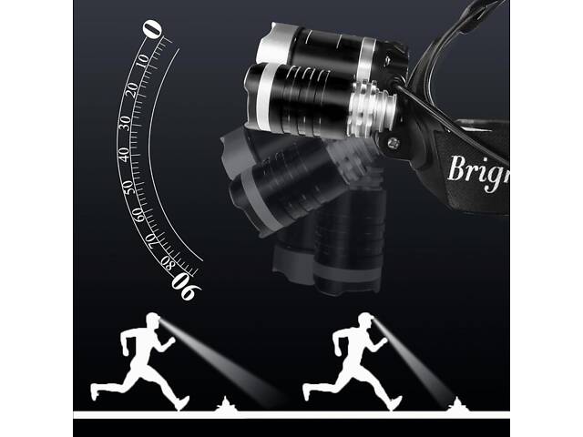 Потрійний налобний ліхтар LED Headlight на акумуляторі - потужна велофара з регулюванням кута світла - Фото 8