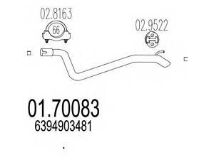 Труба вихлопної системи, задня частина MTS 0170083 на MERCEDES-BENZ VITO / MIXTO фургон (W639)