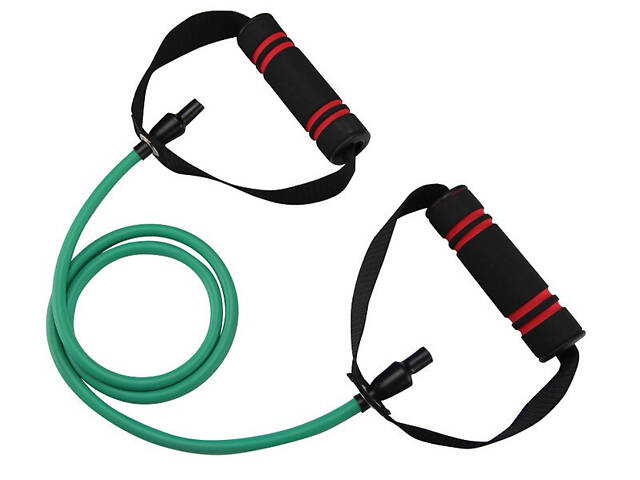 Трубчастий еспандер для фітнесу з ручками U-POWEX Latex resistance tube 20LB Green (9 кг.) - Фото 1