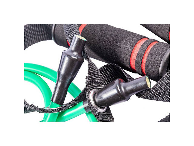 Трубчастий еспандер для фітнесу з ручками U-POWEX Latex resistance tube 20LB Green (9 кг.) - Фото 2