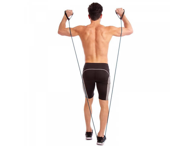 Трубчастий еспандер для фітнесу з ручками U-POWEX Latex resistance tube 20LB Green (9 кг.) - Фото 3