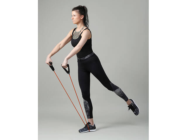 Трубчастий еспандер для фітнесу з ручками U-POWEX Latex resistance tube 20LB Green (9 кг.) - Фото 8