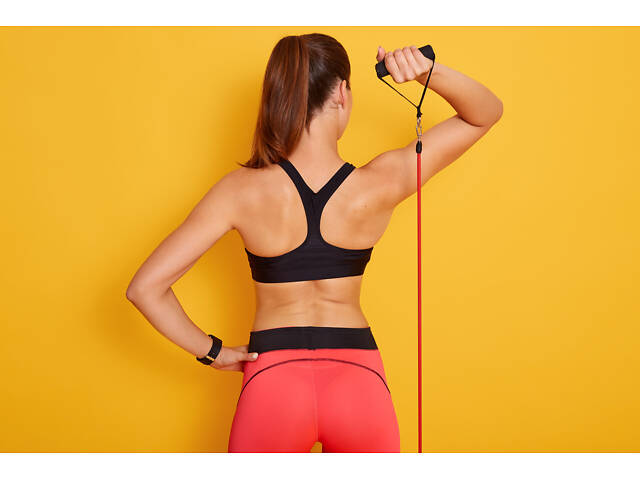 Трубчастий еспандер для фітнесу з ручками U-POWEX Latex resistance tube 20LB Green (9 кг.) - Фото 9