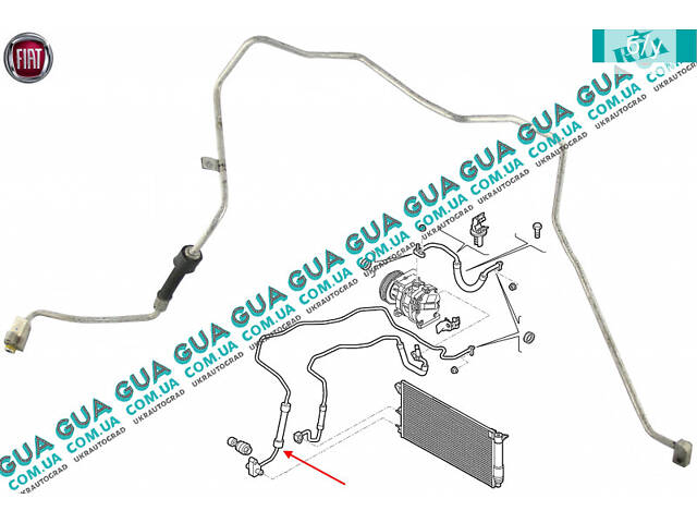 Трубка / патрубок кондиционера от компрессора к радиатору ( шланг ) 51807226 Fiat / ФИАТ PANDA / ПАНДА