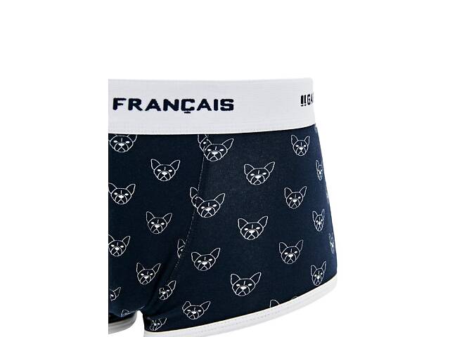 Труси боксери Garcon Francais Shorty18 XXL Темно-синій з принтом бульдога (3701195818315) - Фото 3