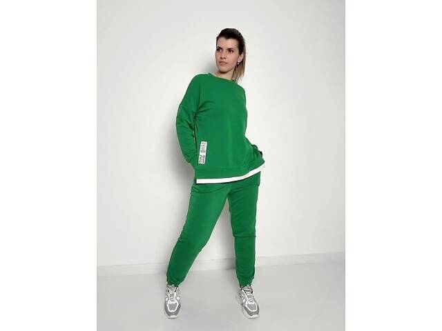Трикотажний костюм-двійка 'Spring' оптом | Батал | Розпродаж моделі Зелений, 50-52 - Фото 1