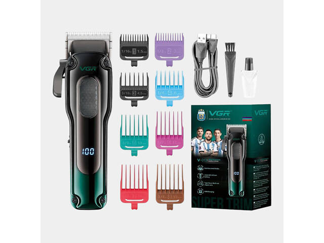 Тример для бороди та тіла, VGR V-013 PROFCOMPLEX тример для стрижки волосся. Колір: зелений - Фото 1