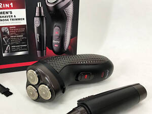 Тример для стрижки бороди триммер для носа, електробритва 3 в 1 GEMEI GM-7113, Тример бездротовий