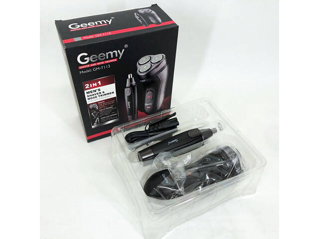 Тример для стрижки бороди триммер для носа, електробритва 3 в 1 GEMEI GM-7113, Тример бездротовий - Фото 4
