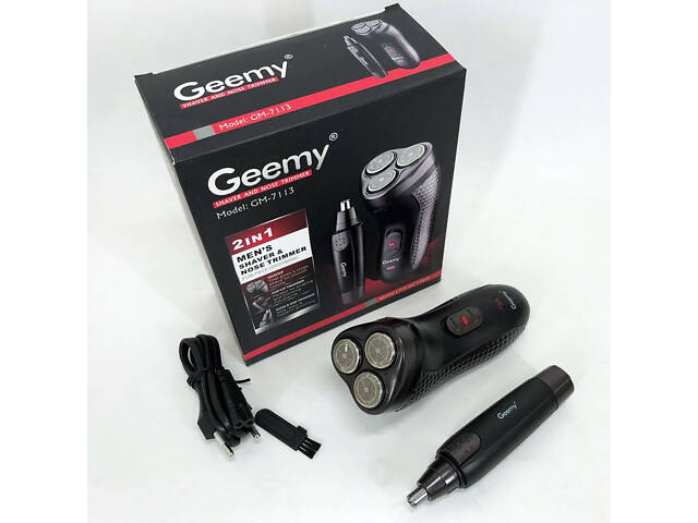 Тример для стрижки бороди триммер для носа, електробритва 3 в 1 GEMEI GM-7113, Тример бездротовий - Фото 8