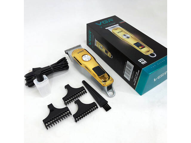 Тример для волосся та бороди VGR V-290 LED Display 3 насадки, машинка для стрижки волосся домашня - Фото 2