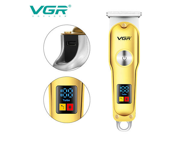 Тример для волосся та бороди VGR V-290 LED Display 3 насадки, машинка для стрижки волосся домашня - Фото 5