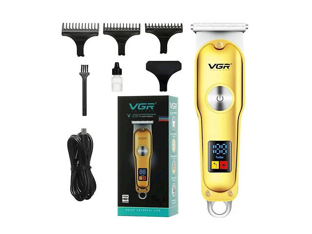 Тример для волосся та бороди VGR V-290 LED Display 3 насадки, машинка для стрижки волосся домашня - Фото 6