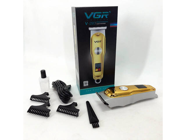 Тример для волосся та бороди VGR V-290 LED Display 3 насадки, машинка для стрижки волосся домашня - Фото 11