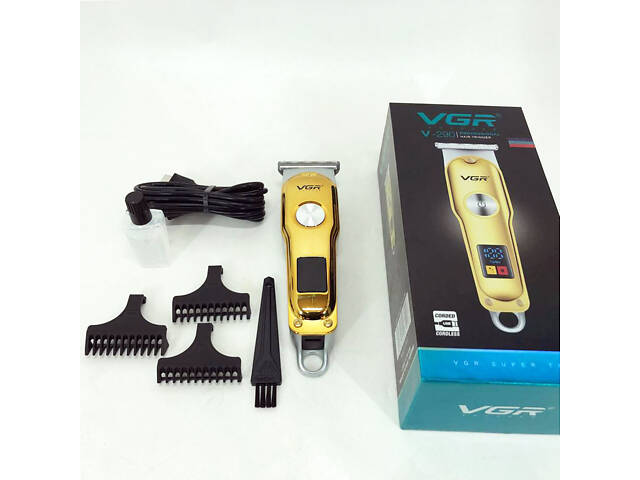 Тример для волосся та бороди VGR V-290 LED Display 3 насадки, машинка для стрижки волосся домашня - Фото 16