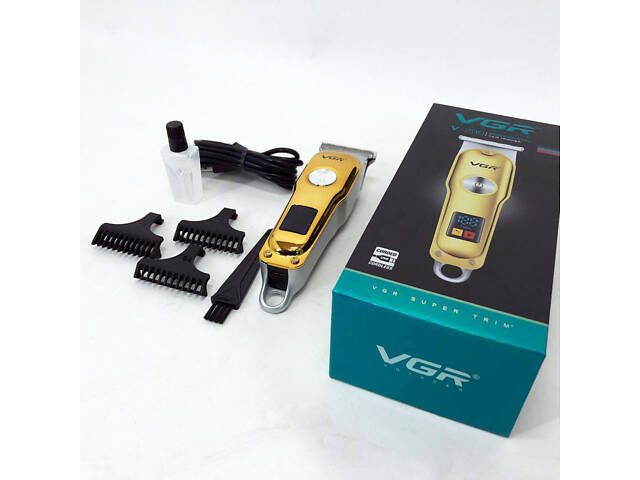 Тример для волосся та бороди VGR V-290 LED Display 3 насадки, машинка для стрижки волосся домашня - Фото 17