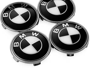 Центральные заглушки ступиц на диски BMW Black Колпачки дисков БМВ черные